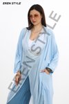 Bebe Mavi Italyan İpek Detaylı Oversize Kaftan &amp; Bluz