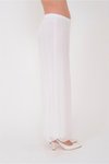 Beyaz Italyan Astarlı Lastikli İpek Pantolon