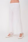 Beyaz Italyan Astarlı Lastikli İpek Pantolon