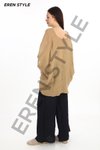 Camel Bohem Kuruvaze Tek Düğmeli Keten Bluz