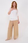Camel Italyan Astarlı Lastikli İpek Pantolon