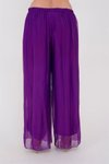 Mor Italyan Astarlı Lastikli İpek Pantolon