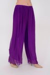 Mor Italyan Astarlı Lastikli İpek Pantolon