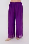Mor Italyan Astarlı Lastikli İpek Pantolon