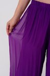 Mor Italyan Astarlı Lastikli İpek Pantolon