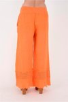 Oranj İtalyan Fisto Paça Detaylı Keten Pantolon