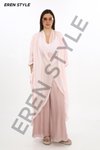 Pudra Italyan İpek Detaylı Oversize Kaftan &amp; Bluz