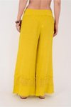 Sarı İtalyan Fisto Paça Detaylı Keten Pantolon