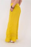 Sarı İtalyan Fisto Paça Detaylı Keten Pantolon