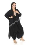 Siyah Italyan Büyük Beden İpek Detaylı Oversize Kaftan &amp; Bluz