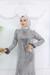 Gri Parıltı Abiye Elbise