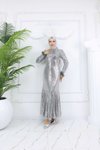 Gri Parıltı Abiye Elbise