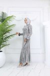 Gri Parıltı Abiye Elbise