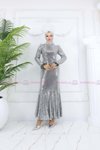 Gri Parıltı Abiye Elbise