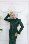 Zümrüt Yeşil Parıltı Abiye Elbise