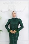 Zümrüt Yeşil Parıltı Abiye Elbise