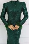 Zümrüt Yeşil Parıltı Abiye Elbise