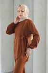 Kahverengi Bağlama Detaylı Takım
