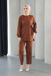 Kahverengi Bağlama Detaylı Takım