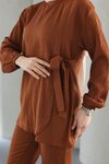 Kahverengi Bağlama Detaylı Takım