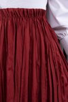 Kırışık Kumaş Kırmızı Uzun Etek
