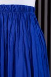 Saks Mavisi Kırışık Kumaş Uzun Etek