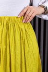 Sarı Kırışık Kumaş Uzun Etek
