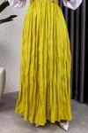 Sarı Kırışık Kumaş Uzun Etek