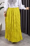 Sarı Kırışık Kumaş Uzun Etek