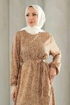 Taba Küçük Çicek Desenli Viskon Elbise