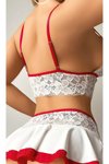 Beyaz Dantelli Mini Etek Sütyen Fantezi Gecelik Takım