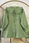 Yeşil Marul Yaka Fiyonklu Tunik