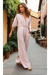 Stone Pocket Elastic Waist and Sleeve Long Sleeve Loose Cut Kupra Jumpsuit