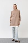Bej Modal Kumaş Arma Ve Fermuar Detaylı Sweatshirt