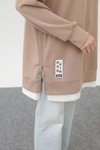 Bej Modal Kumaş Arma Ve Fermuar Detaylı Sweatshirt