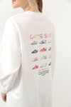Ekru İki İplik Renkli Ayakkabı Baskılı Sweatshirt