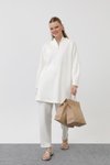 Ekru Modal Kumaş Fermuar Detaylı Tunik