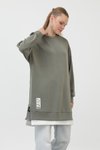 Gri Modal Kumaş Arma Ve Fermuar Detaylı Sweatshirt