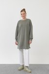 Haki Modal Kumaş Taş Ve Nakış Detaylı Tunik
