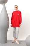 Kırmızı İki İplik Kumaş Ayakkabı Baskılı Sweatshirt