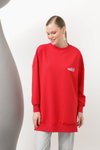 Red Double Knit Fabric Shoe Printed Sweatshirt