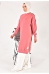 Pembe İp Kumaş Uzun Boy Basic Sweatshirt