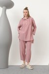Pembe Lyocell Kumaş Kapişonlu İkili Takım