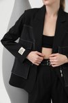 Siyah Cep Detaylı Double Kumaş Blazer Ceket