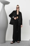 Siyah Cep Detaylı Double Kumaş Blazer Ceket
