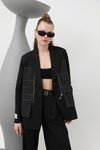 Siyah Cep Detaylı Double Kumaş Blazer Ceket