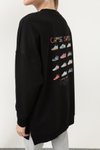 Siyah İki İplik Renkli Ayakkabı Baskılı Sweatshirt