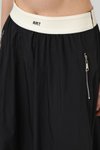 Siyah Paraşüt Kumaş Fermuar Detaylı Uzun Etek
