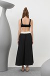 Siyah Paraşüt Kumaş Fermuar Detaylı Uzun Etek