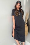 Antrasit Oysh Model Basic Midi Elbise